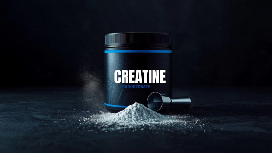 Bote de creatina monohidrato con cacito de polvo blanco - Aether Strength