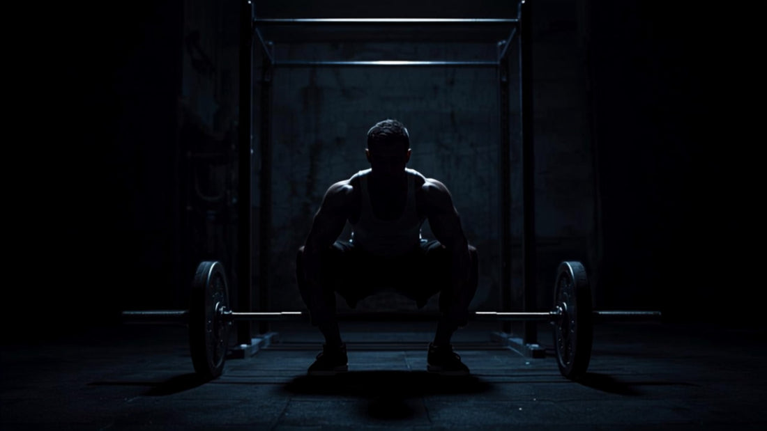Principiante aprendiendo sentadilla con barra en rack - Aether Strength